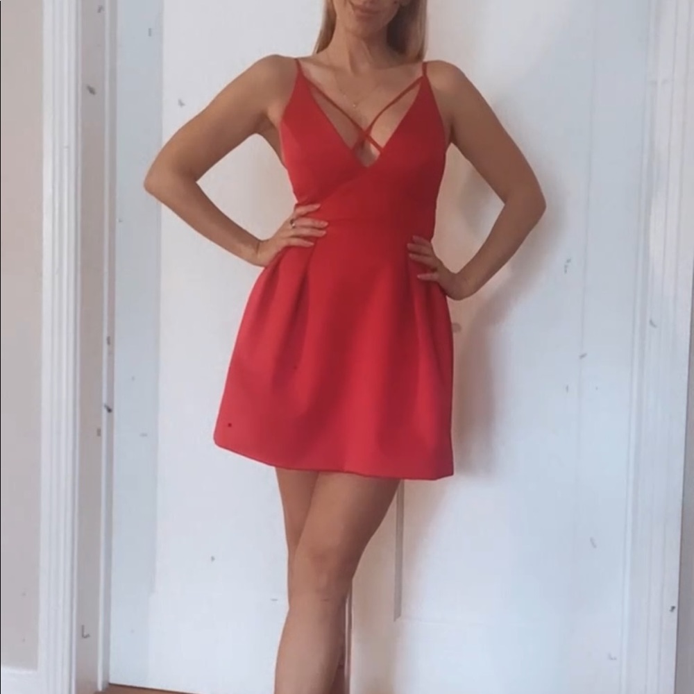 Fun and flirty fit and flare Topshop pink cocktail dress!